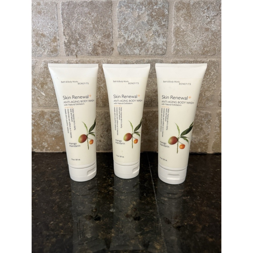 Bath & Body Works Skin Renewal Anti-Aging Mango Mandarin Creamy Body Wash 3 Pack